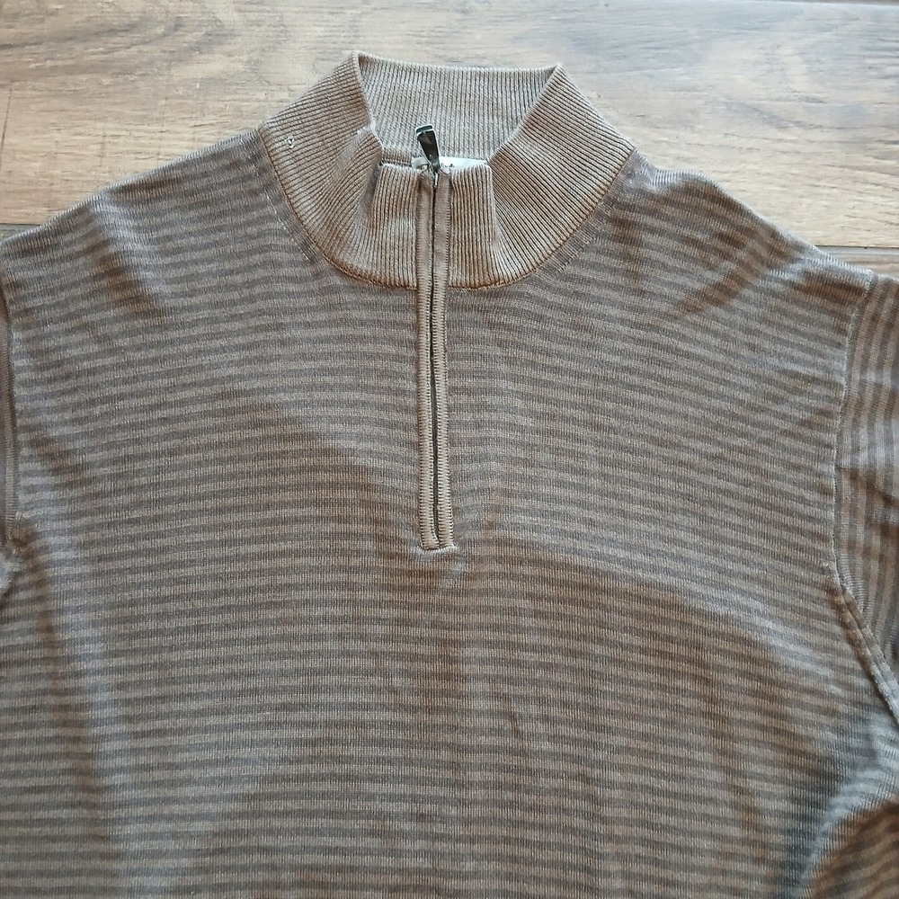 Peter Millar Sweater Mens Extra Large Brown Striped 100% Merino Wool MF15S68